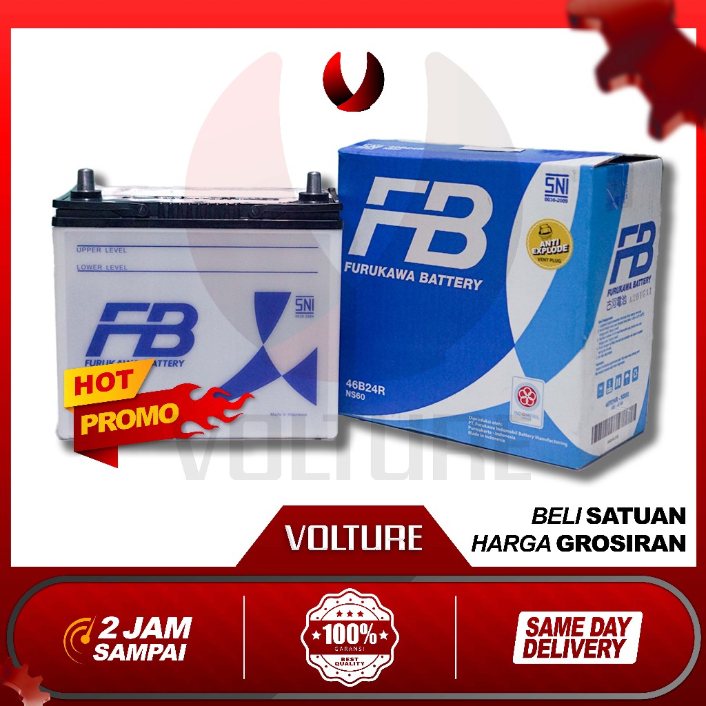 aki mobil basah original belum terisi air zuur (GARANSI 10 BULAN ) NS60 46b24R 45ah Furukawa battery