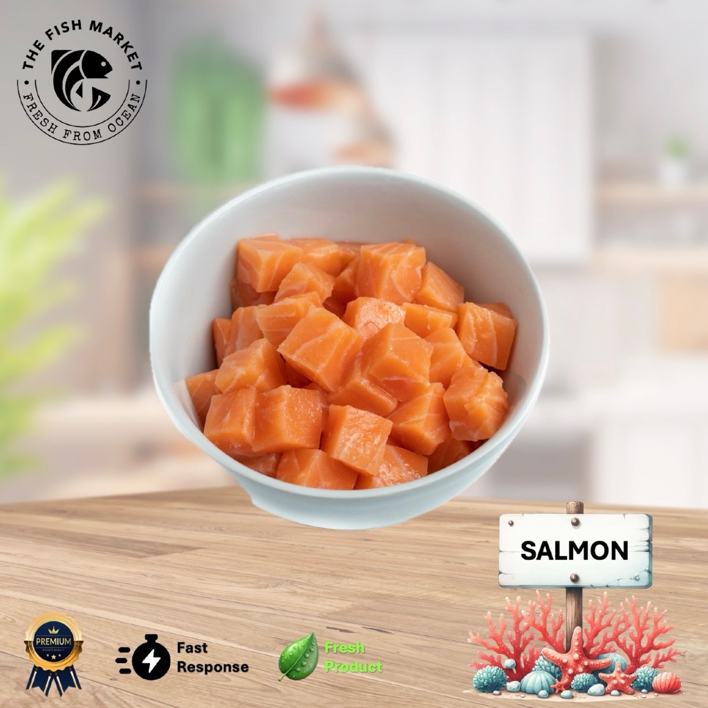 

Salmon Cube - Sashimi Grade Fresh Ikan Salmon Segar untuk Sashimi