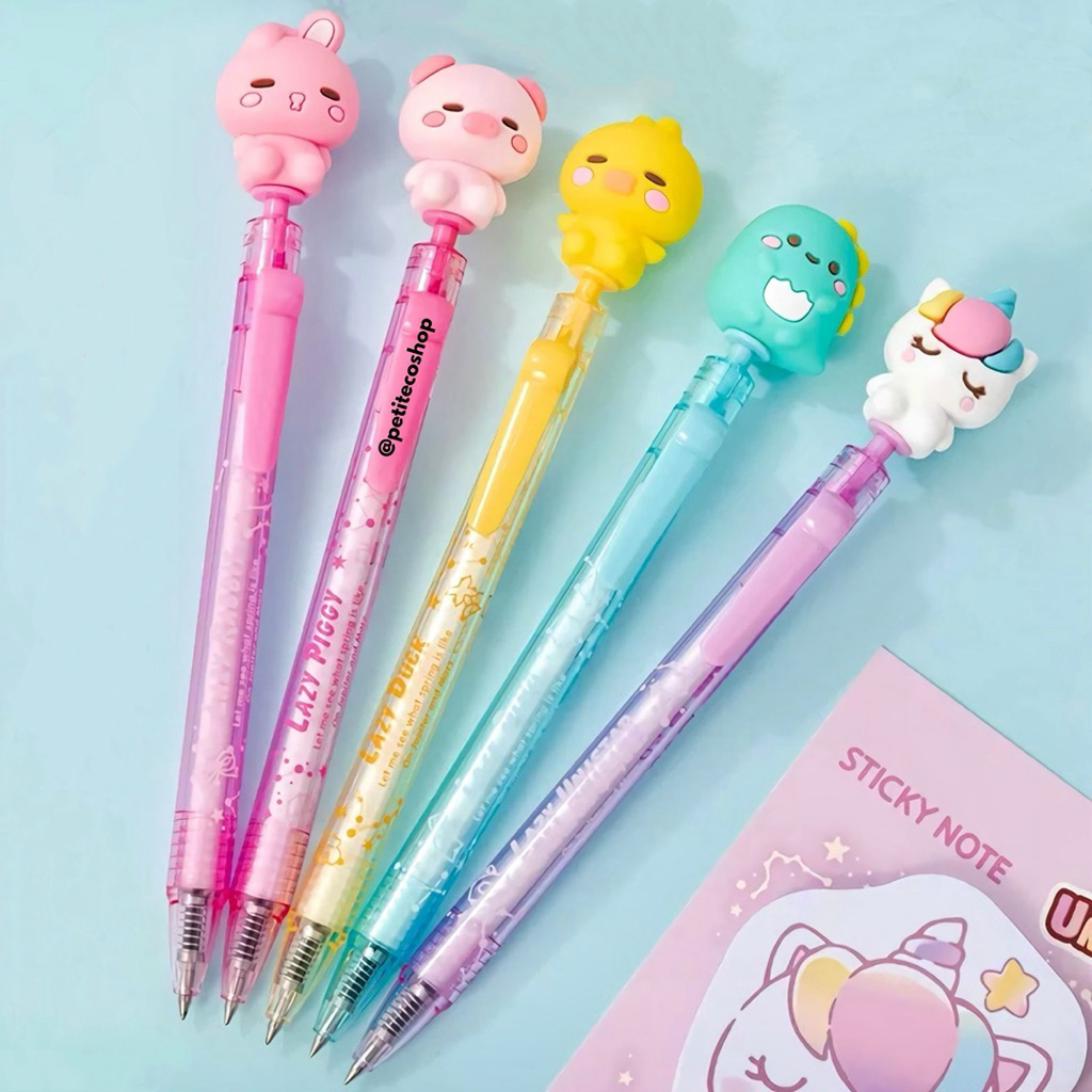 

Lazy PIGGY Babi Pig FAST Food Dango Capybara Cute Gel Pen Dessert Cookie Fruit Sakura Polar Snow Bear Burger Cat Bolpen Bolpoin Korea Lucu Sweets