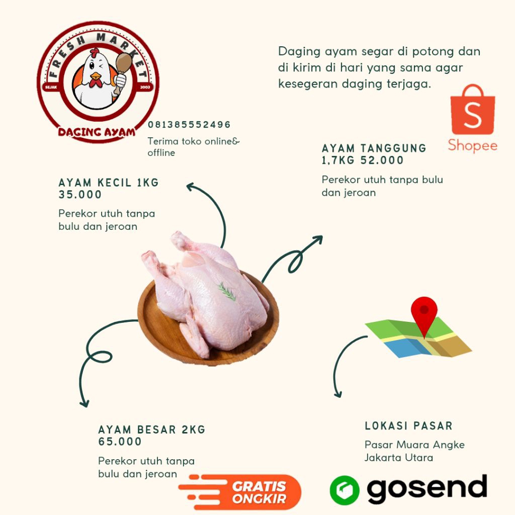 

FRESH Daging Ayam broiler segar 2kg Promo besar