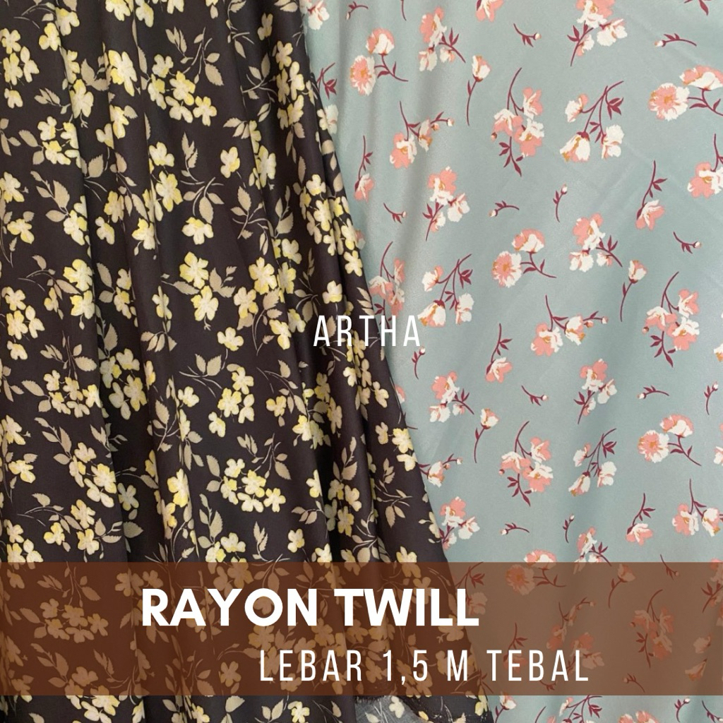 kain katun rayon twill jepang premium motif bunga