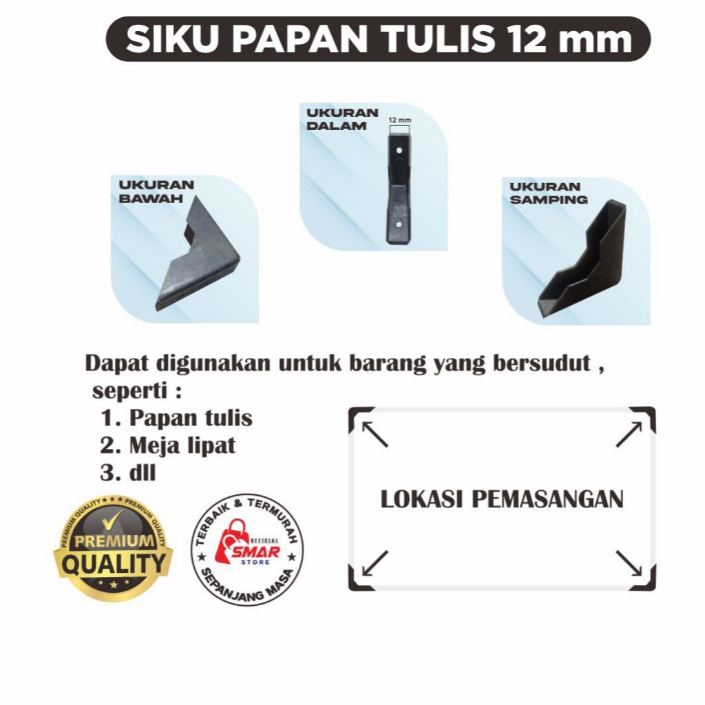 

Siku Sudut Papan tulis Whiteboard ukuran 12mm