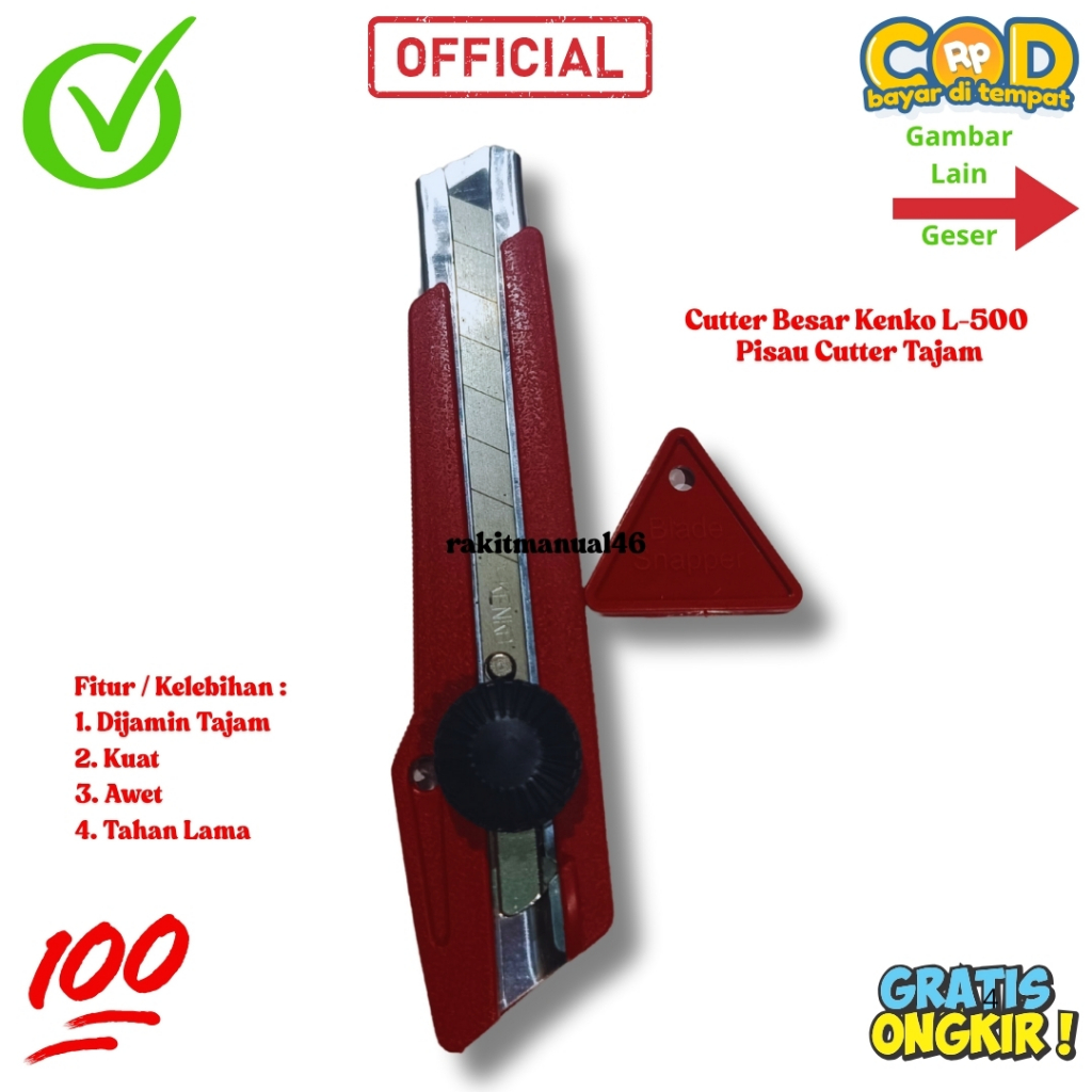 

Cutter Besar Kenko L-500 / Pisau Cutter Tajam