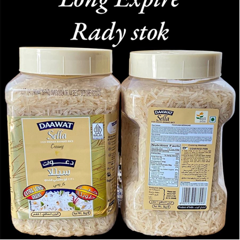 

Daawat sella basmati 1121(1kg ) toples rice basmati creamy\ beras india buat kebuli dan biryani