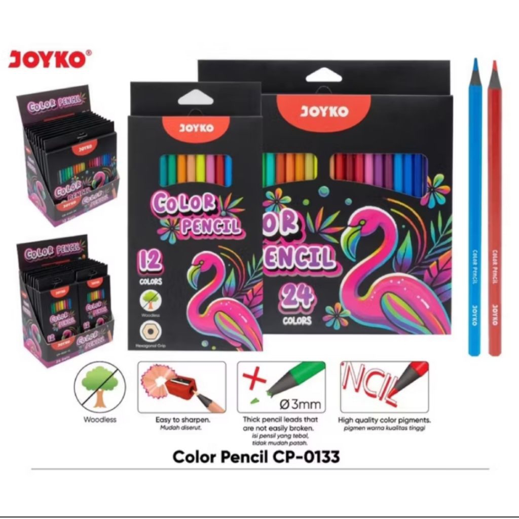 

Termurah Pensil Warna Joyko CP-0133/Pencil Warna Joyko 12 &24Pcs/12 &24Warna Set/ Panjang Color/ Pencip 1 Set Pencil Warna Joyko CP-0133 New