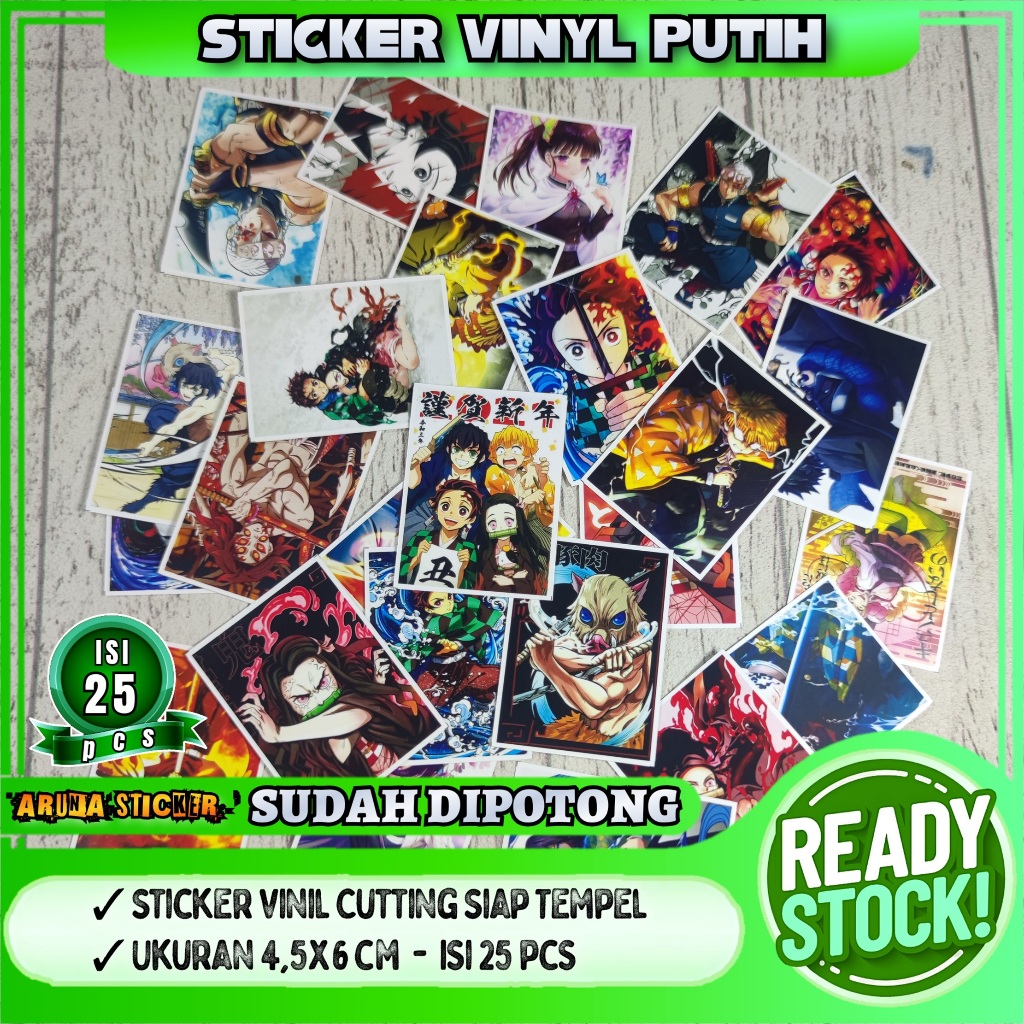 

25 pcs Sticker Anime Demon Slayer Kimetsu No Yaiba Sudah Dipotong Tinggal Tempel