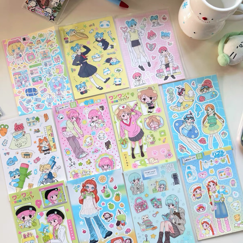 

sticker deco anime girl colorfull matte dekorasi journal readystock B2051