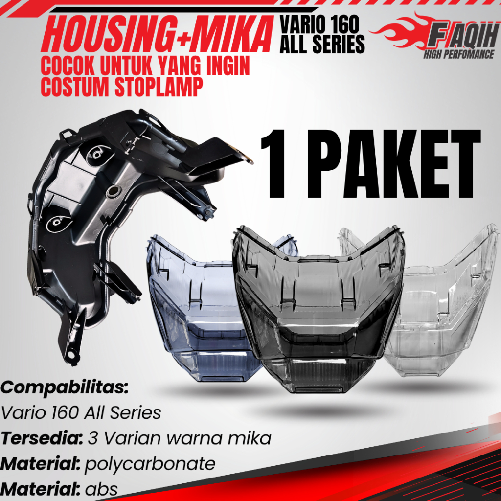 HOUSING+MIKA STOPLAMP VARIO 160 BAHAN DUDUKAN COSTUM STOPLAMP VARIO 160 RETROFIT STOPLAMP VARIO 160