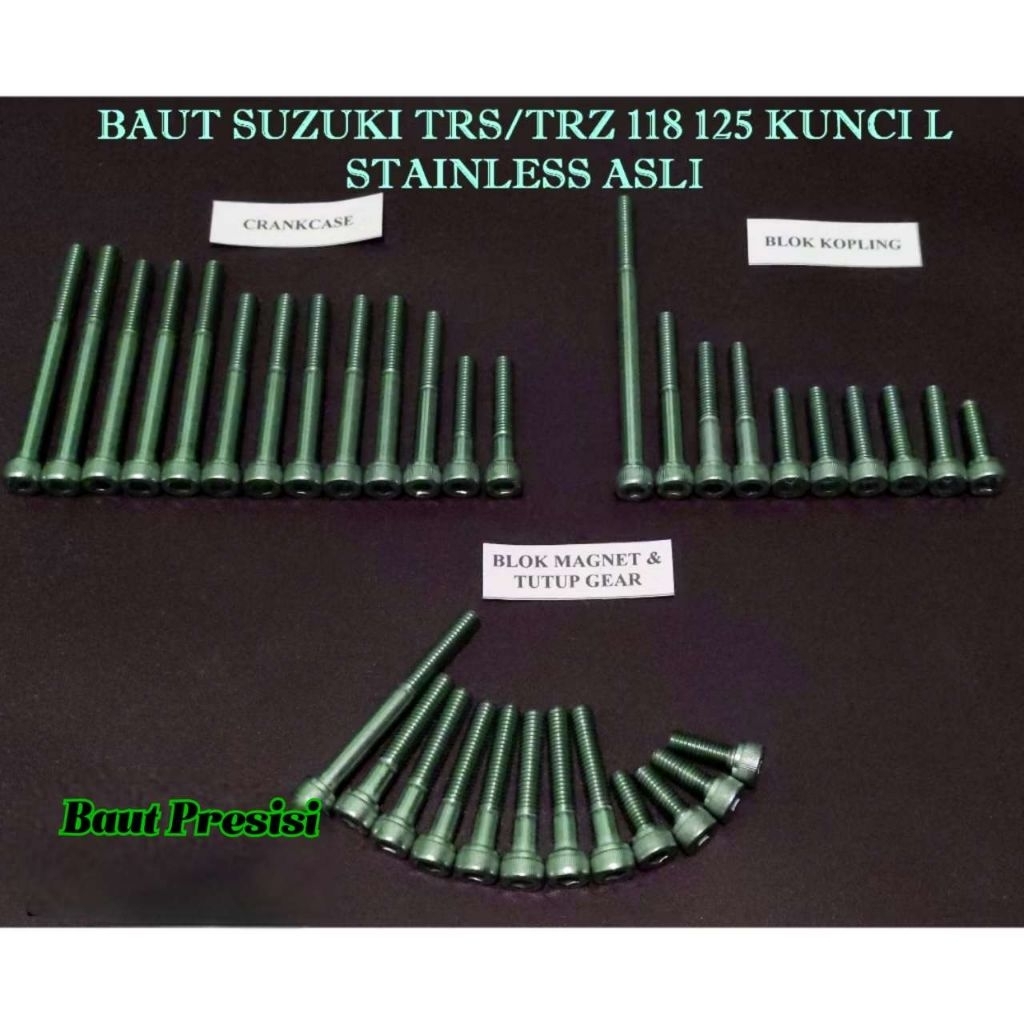 Baut Mesin Suzuki TRS TRZ Kunci L Stainless Asli