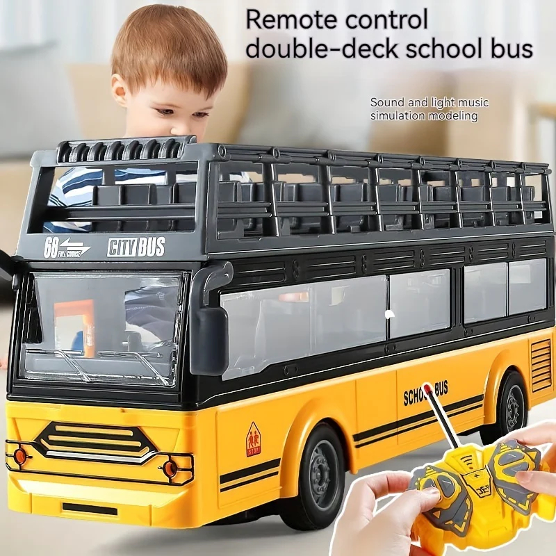 BESAR MOBIL RC SCHOOL BUS SKALA 1:30 (Double Decker Car Mainan Remot Bus Sekolah Remote Control Bis 