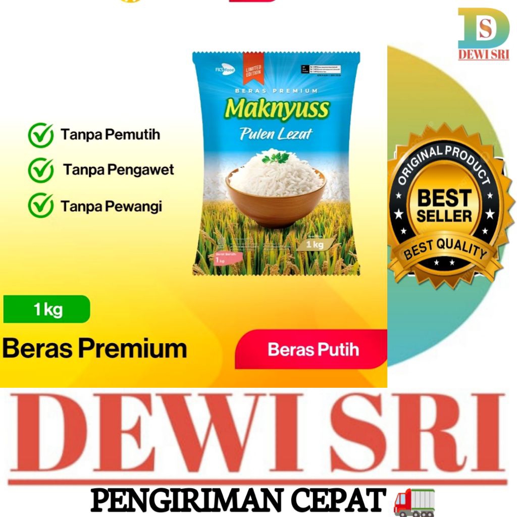

Beras MAKNYUSS 1Kg Beras Premium Packing Pabrik.