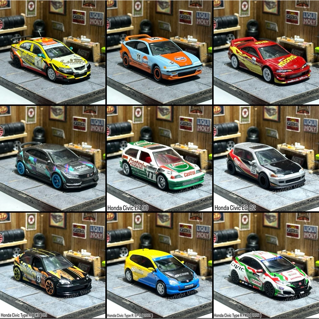 Hot Wheels Diecast Loose Honda Hotwheels ( 201 - 265 ) All Honda Civic Type R , Honda , Acura , Matc