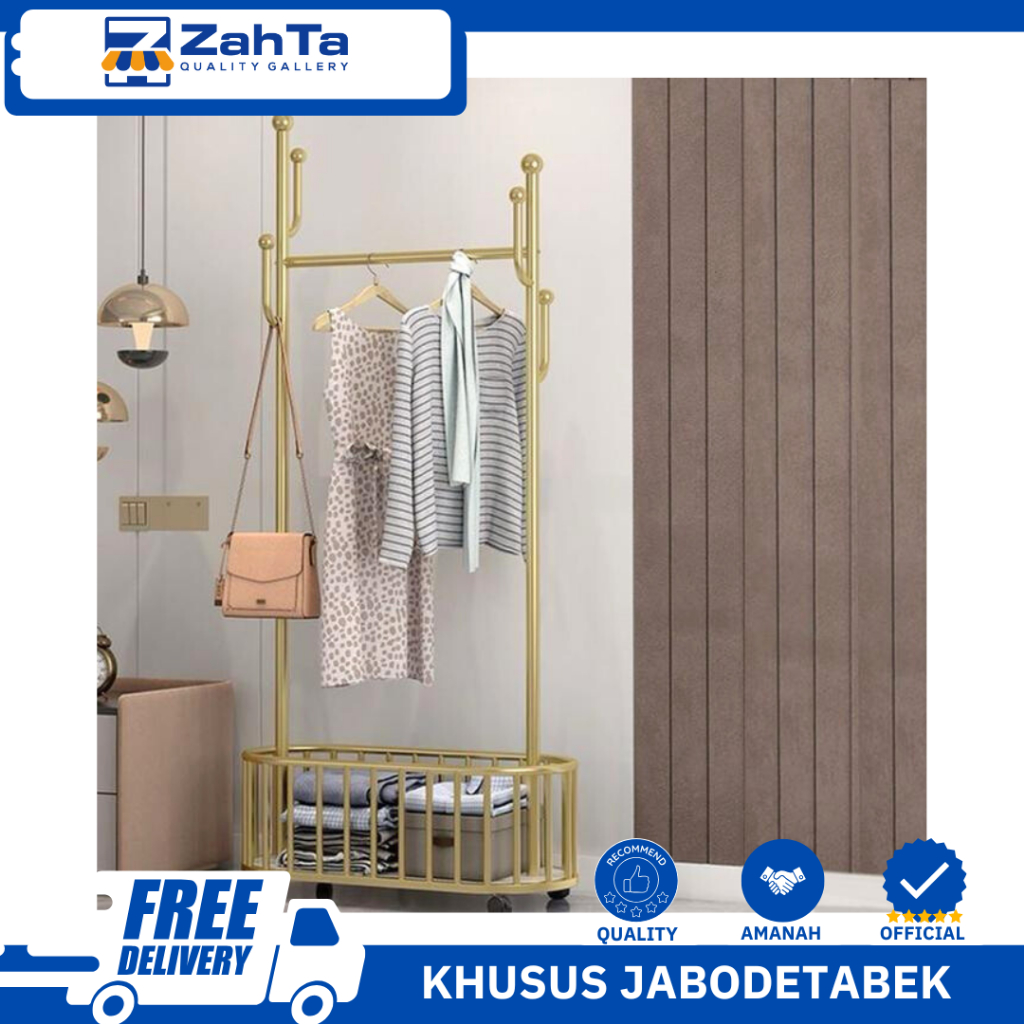 Rak Vintage/Rak Baju Aesthetic/Rak Kombinasi Keranjang