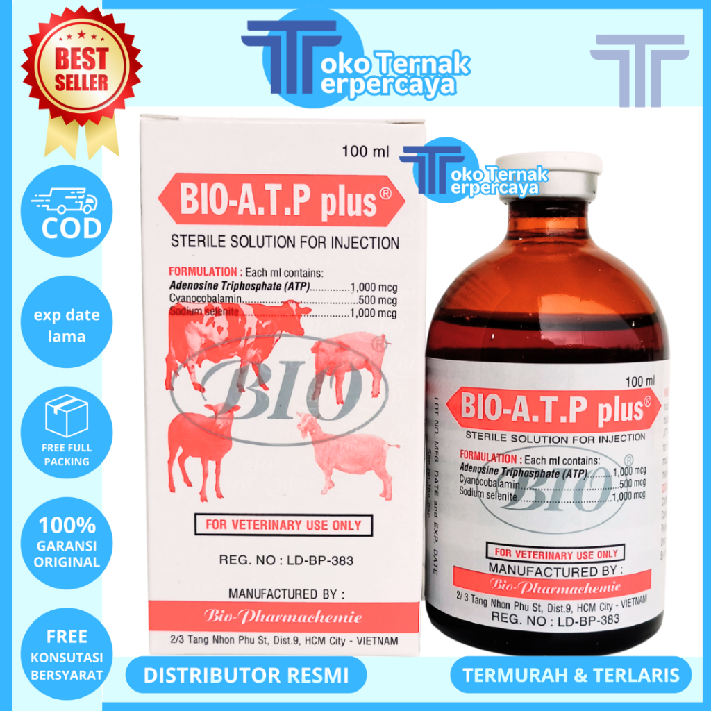 BIO ATP PLUS 100ML - Vitamin Hewan Energi Instan Penguat Otot & Daya Tahan Stamina Tubuh Ternak