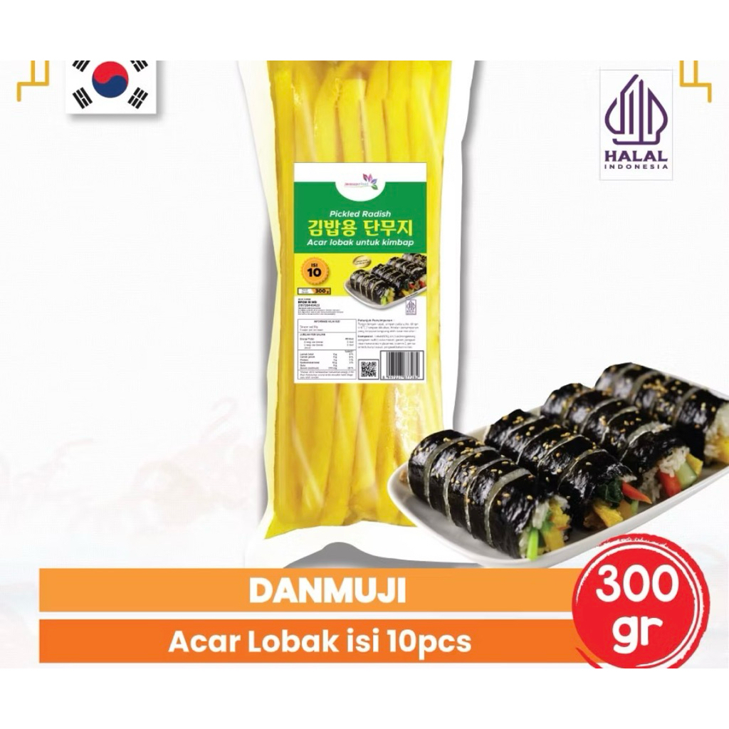 

Danmuji Panjang Kimbab Acar Lobak Kuning Untuk Kimbab 300 Gram Isi 10 Potong Panjang
