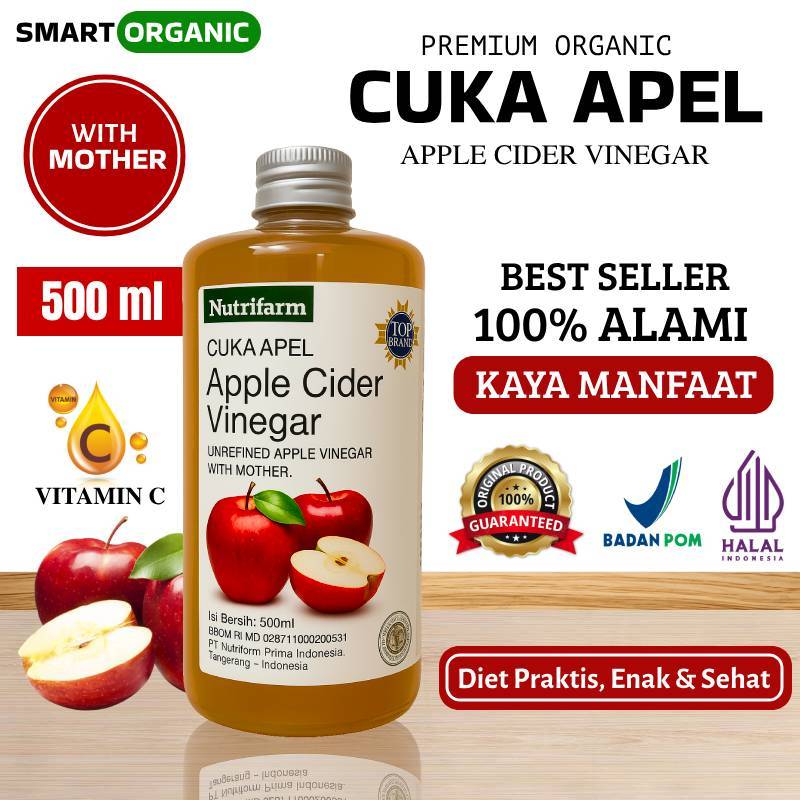 

Cuka Apel 500ml With Mother Diet Detox Original Premium Organik Apple Cider Vinegar 100% Asli