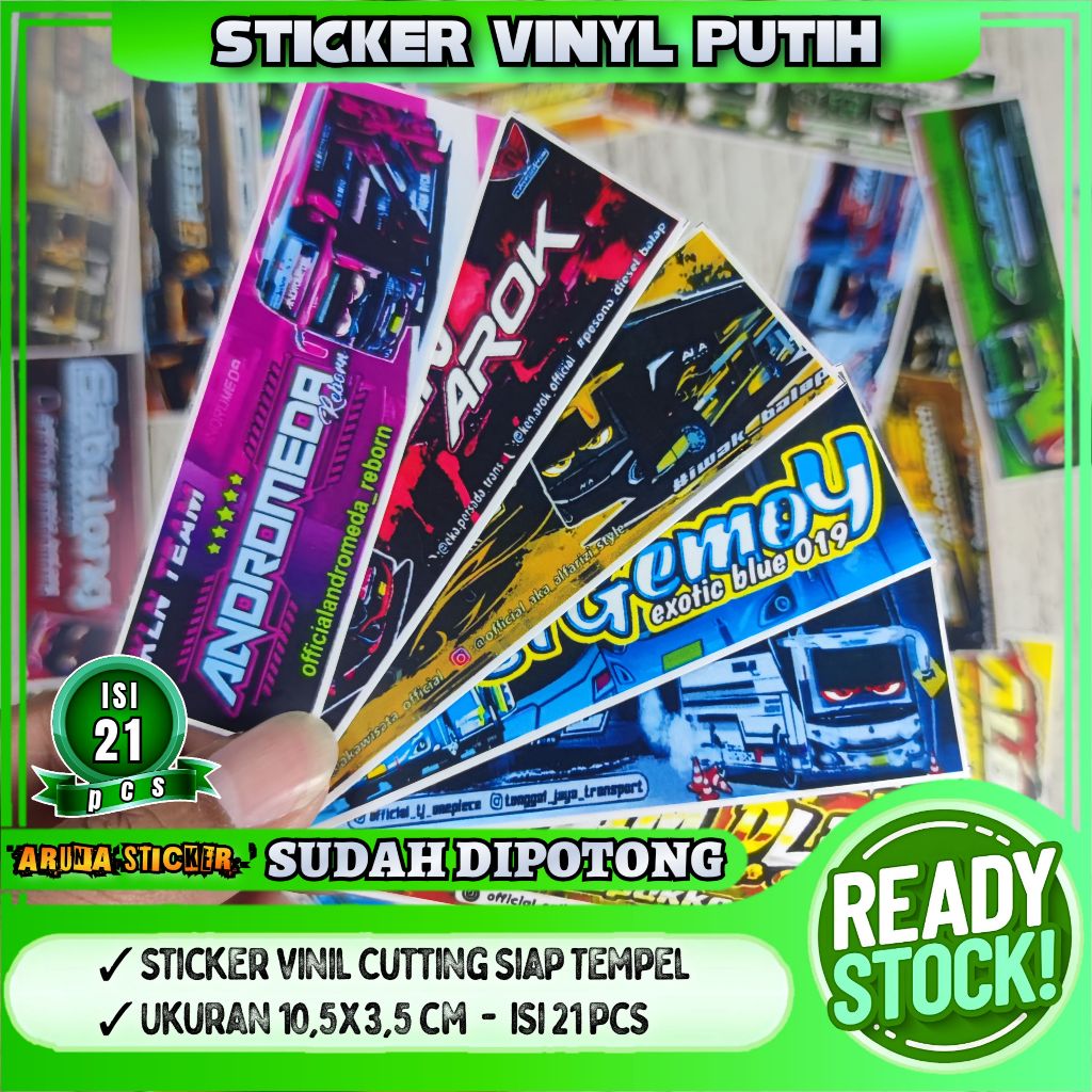 

21 pcs Sticker Bus Panjang Telolet Basuri Sudah Dipotong Tinggal Tempel