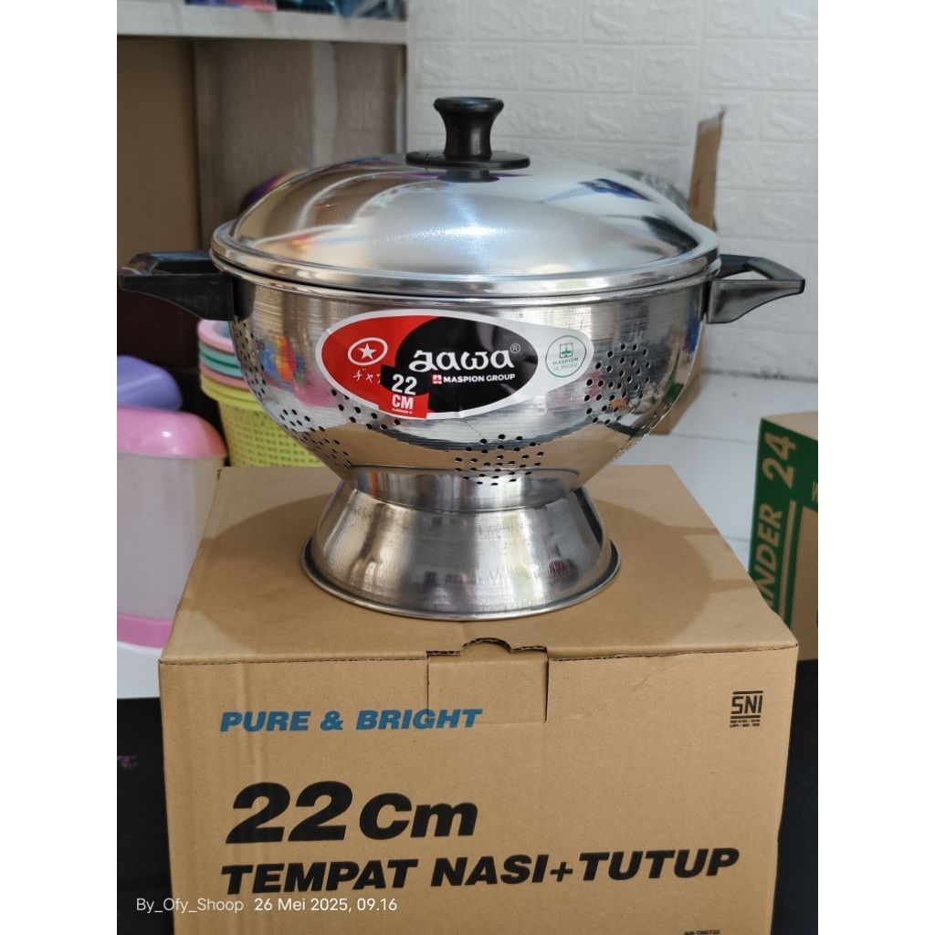 (ofy-prabot)TEMPAT NASI JAWA DAN ENAMEL UKURAN, 22CM,24CM DAN 26CM DENGAN TUTUP PANDA/SANGKU STAINLE
