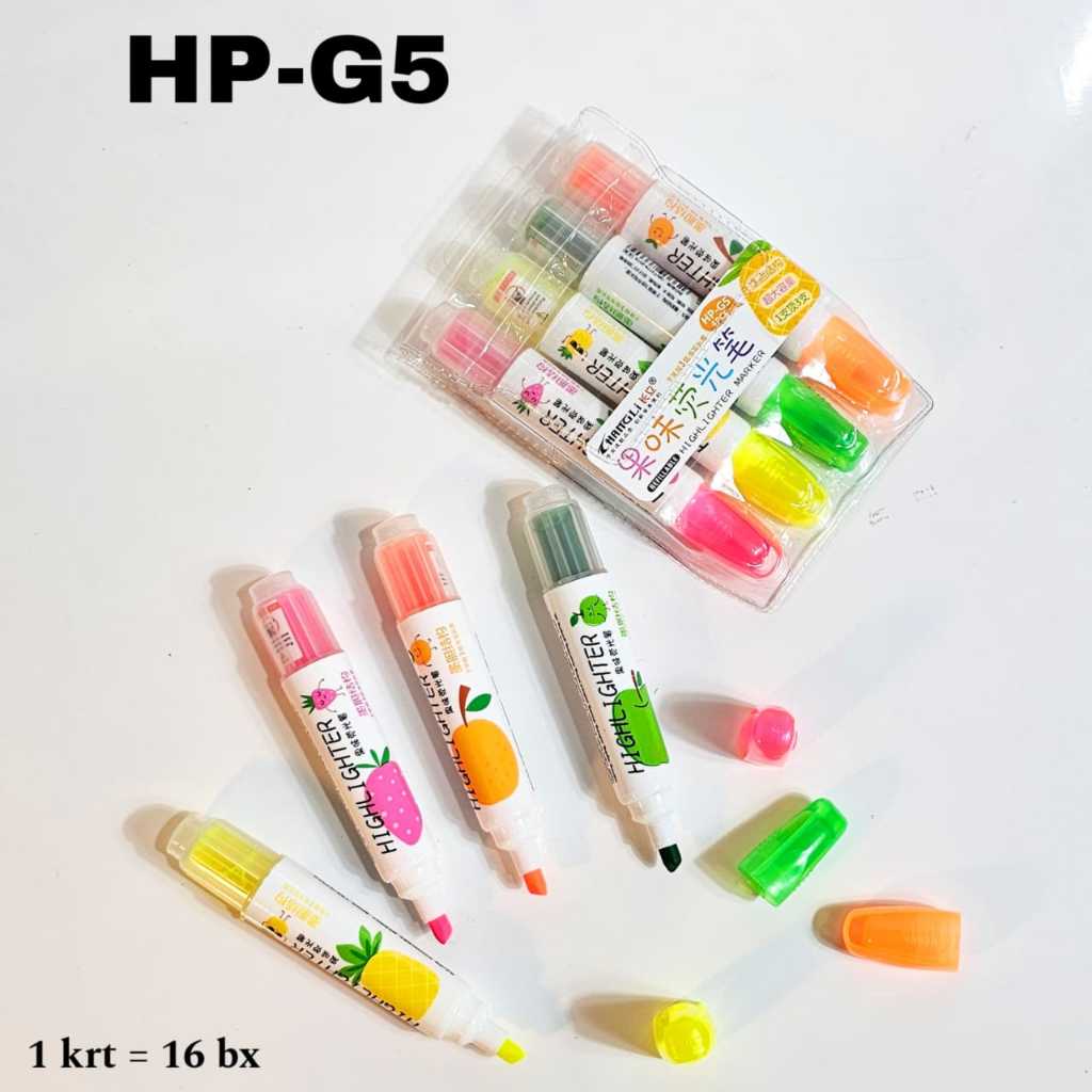 

[1 SET ISI 4] Stabilo Highlighter Pen Warna Marker Motif Buah Fruit Unik Lucu HP-G5