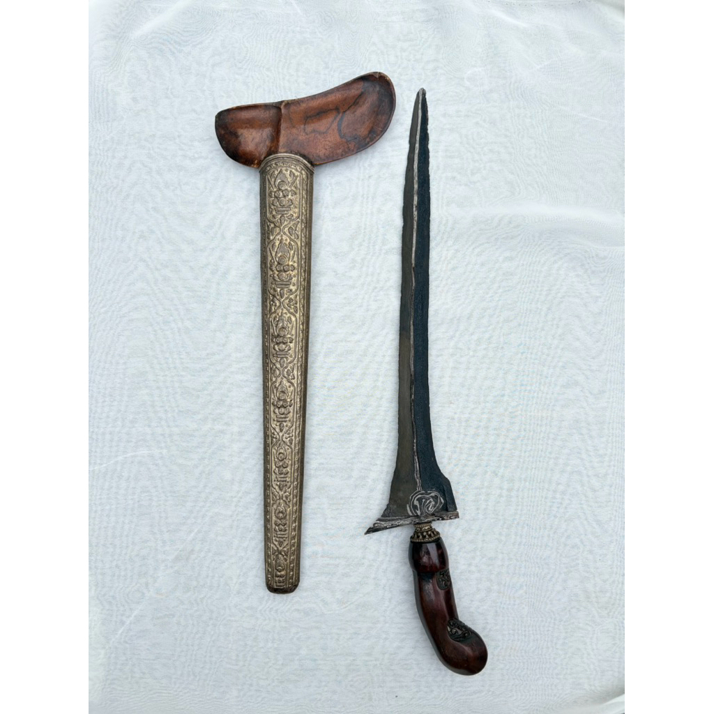 Keris Pamor Lintang Kemukus Original Sepuh Warangkah Perak