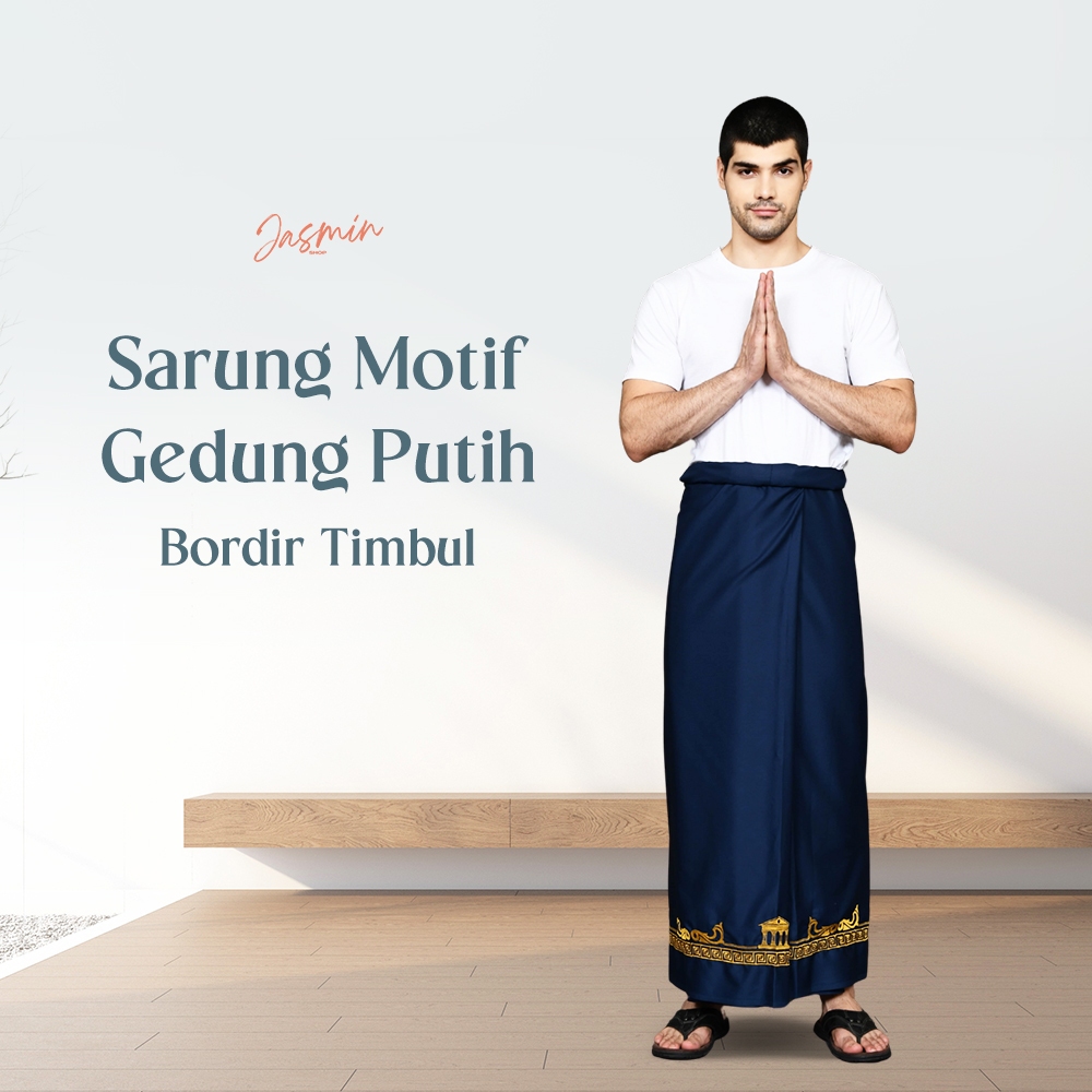 JasminShop12 - Sarung Pria Bordir Timbul - Sarung Katun - Sarung Bordir Timbul Motif Gedung Putih