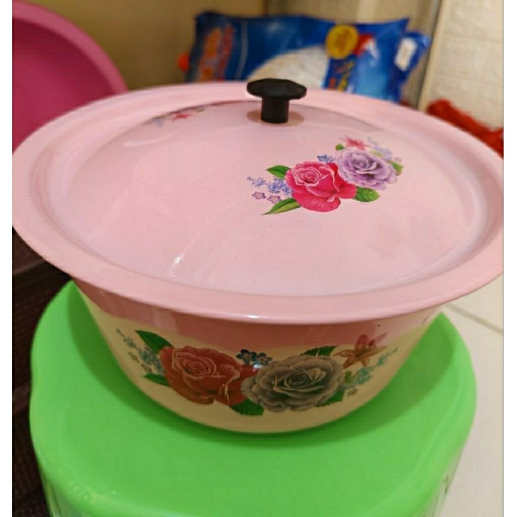 BASKOM TUTUP ENAMEL UK 21 CM/ BASKOM SERBAGUNA/BASKOM SAJI MAKANAN