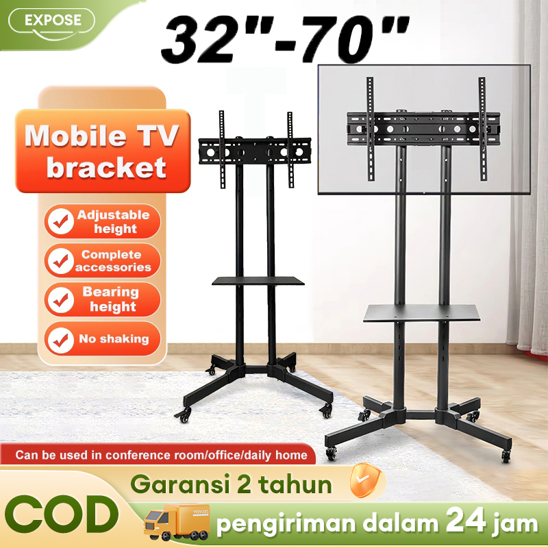Bracket TV Standing 32-70 Inch LED TV Stand Universal Dapat Disesuaikan Bracket Televisi ada roda