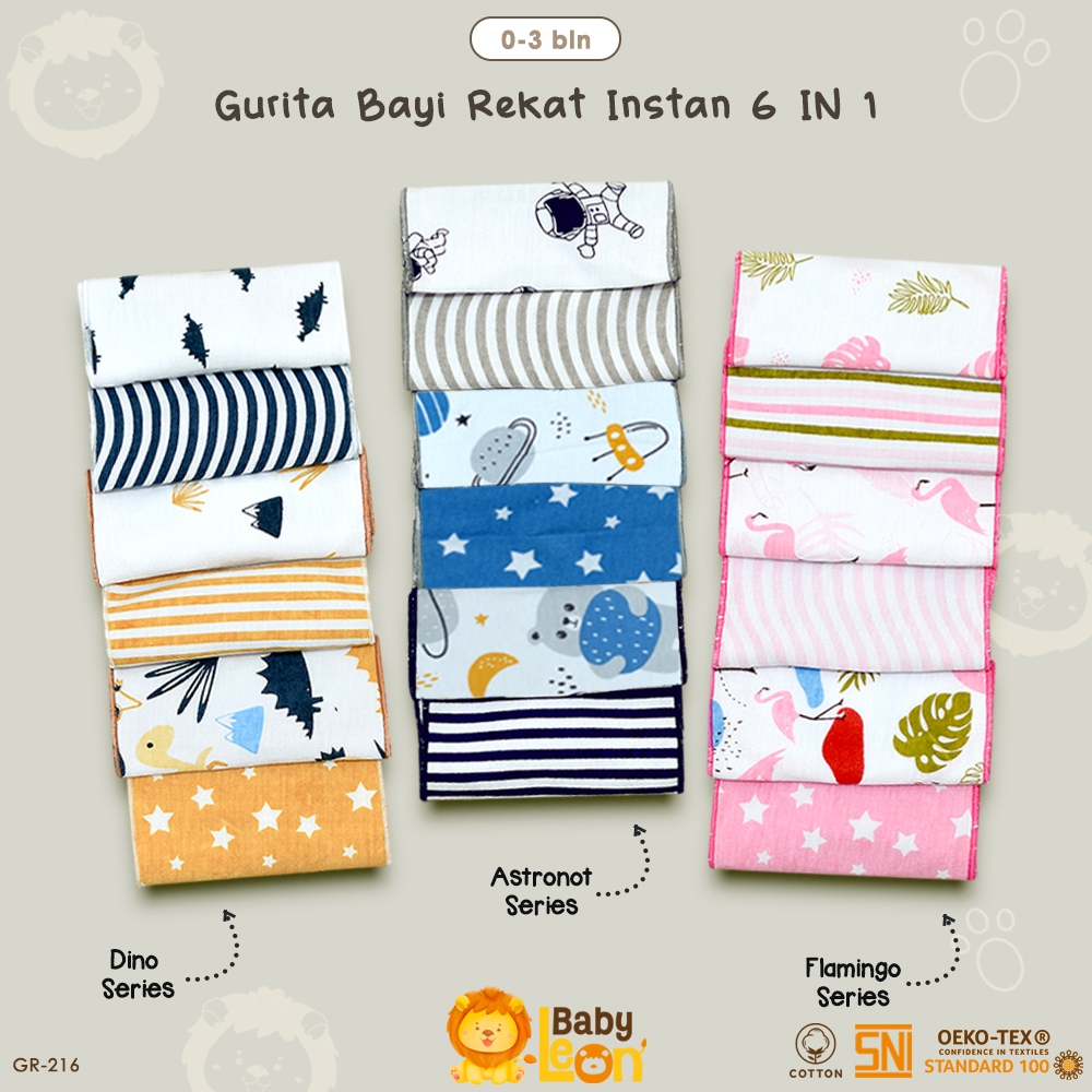 6in1 BABY LEON Gurita Instan Motif Gurita Rekat Bayi Baru Lahir GR-216