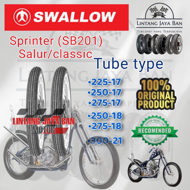 Ban motor swallow salur classic sb-201 tube type non tubeles 225-17 250-17 250-18 27-18 300-21 grati