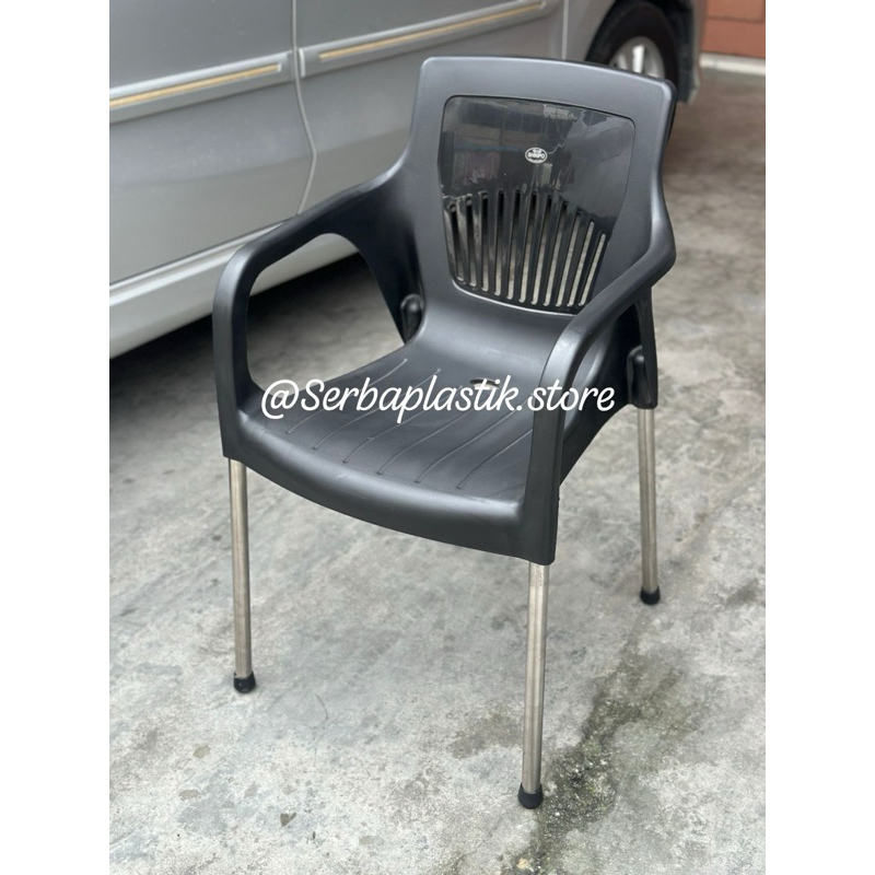 Kursi makan shinpo anti slip / kursi santai warkop / kursi taman senderan cafe kantin kafe kaki stai