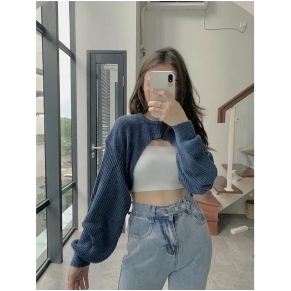 Toply shop cardigan rajut crop top korea style / outer rajut kekinian