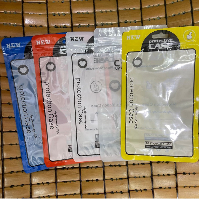 

plastik pack fashion case ukuran 12 x 21 warna kuning hitam biru putih orange/merah pink