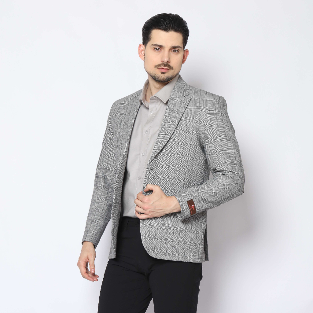 Klayton Wear - Hadrian Blazer Pria Casual  Slim Fit Kotak-kotak