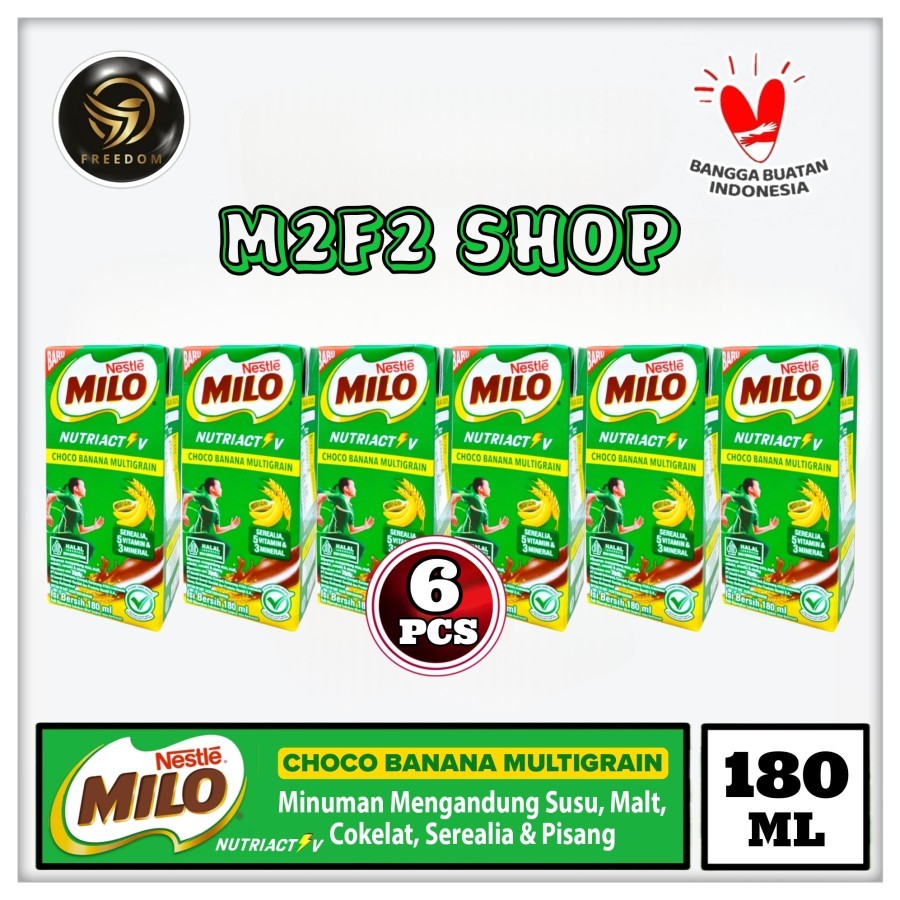 

Nestle Milo Nutri Active Choco Banana Multigrain | Susu, Malt, Cokelat, Serealia & Pisang Kotak UHT - 180 ml (Kemasan 6 Pcs)