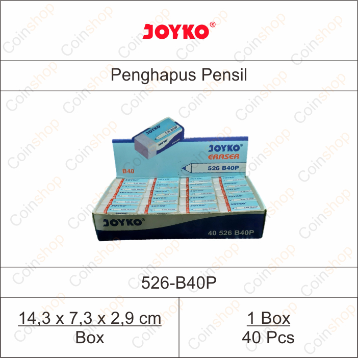 

1 Box Joyko 526-B40P Eraser Penghapus Pensil Isi 40 Pcs