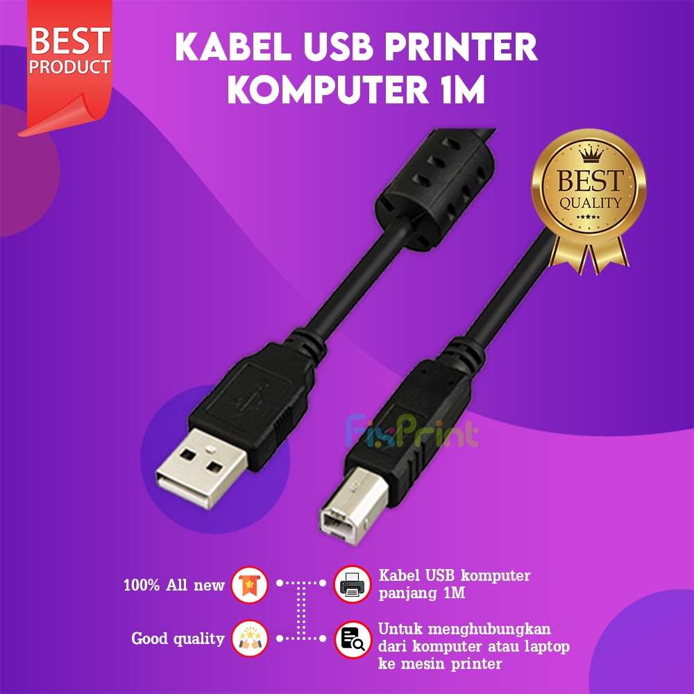 FixPrint Kabel USB Data Kabel USB Universal Printer  Epson Brother HP Canon Panjang 1,4 Meter / 1 Me