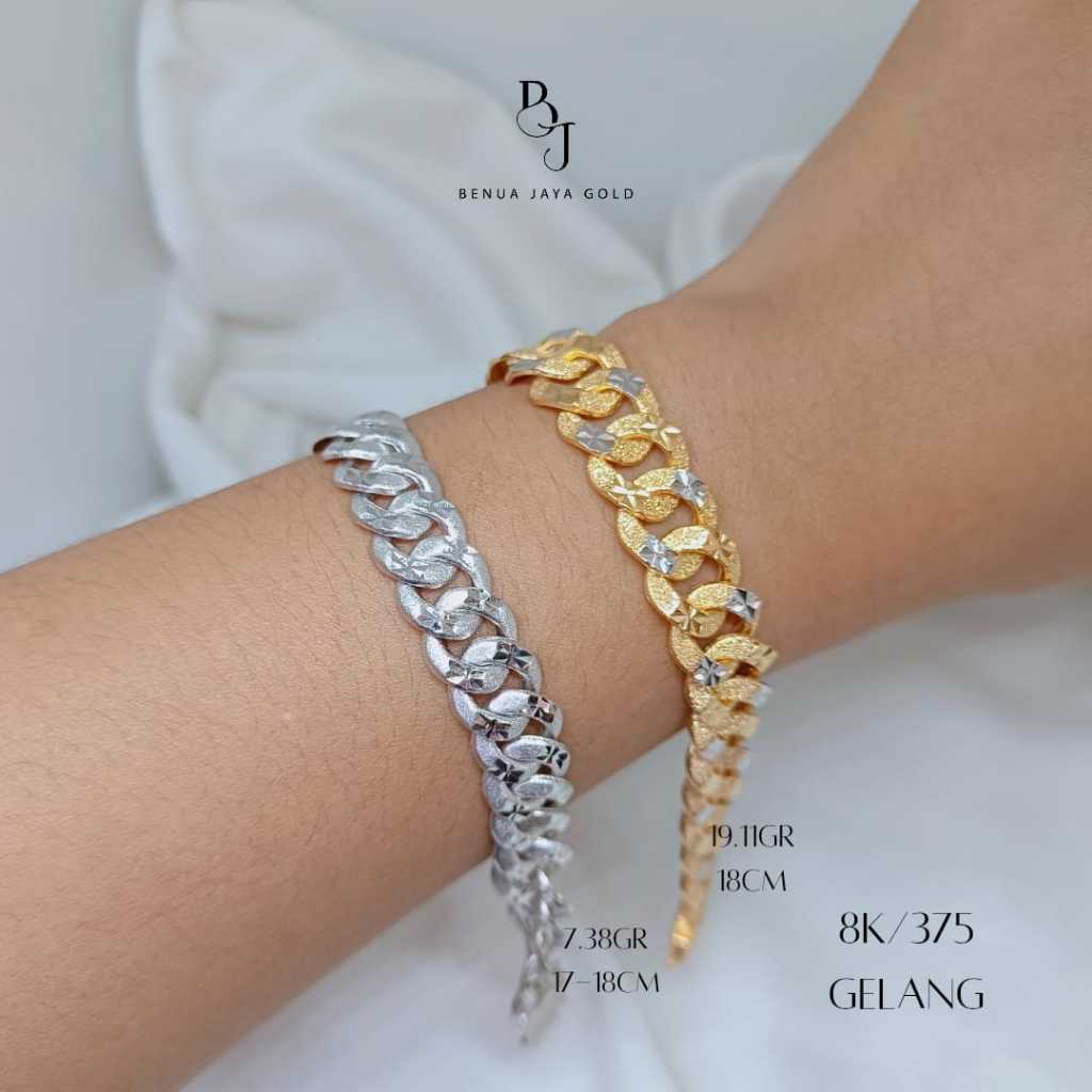 Gelang Rantai Sisik Naga Kombinasi Emas 8K/375 6K/300