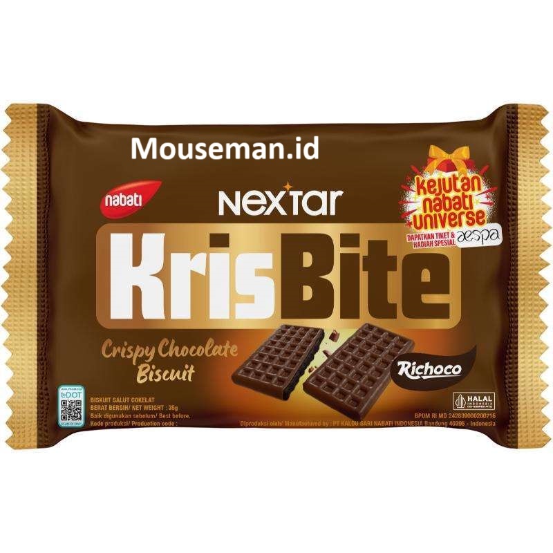 

1PCS Nabati Nextar KrisBite Crispy Chocolate Coated Biscuit Richoco Rasa Cokelat Kris Bite Biskuit Salut Coklat 30gr