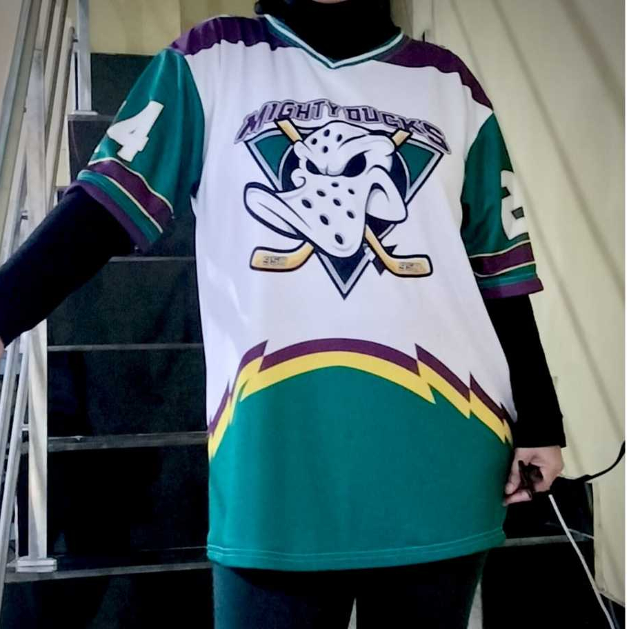 JERSEY SUBLIM FULL PRINTING MIGHTY DUCKS 24  NHL HOCKEY OVERSIZE TERBARU PRODUK 2025.