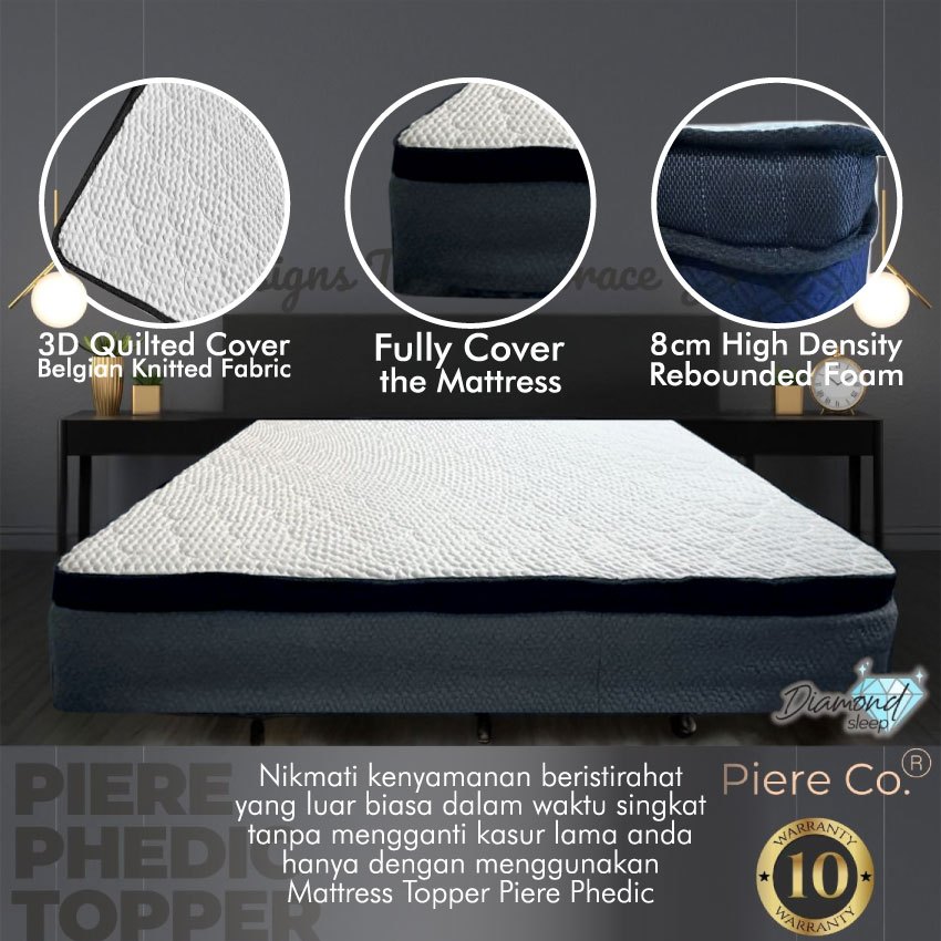 Mattress Topper Piere Phedic high density Rebounded Foam Topper Mattress Cover
