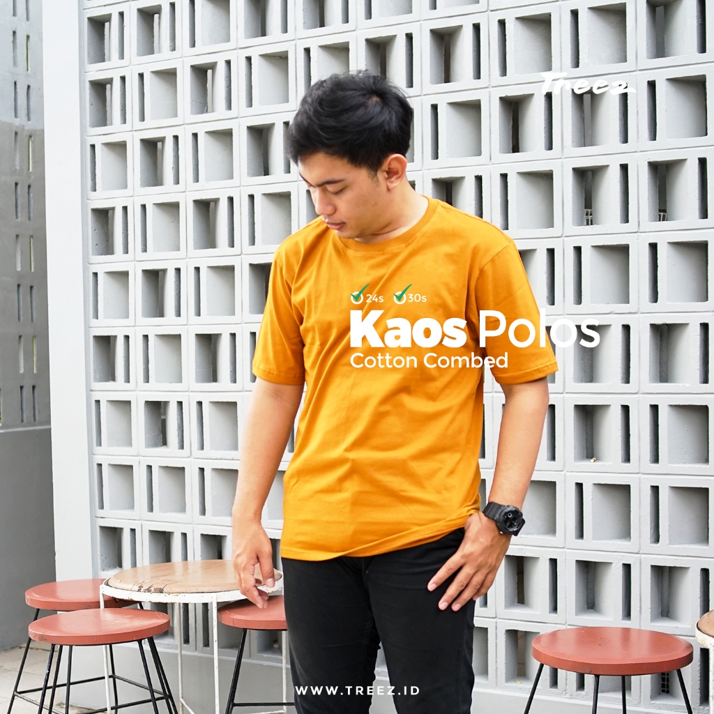 Kaos Polos Cotton Combed - Dark Mustard | Ready Size Jumbo | Big Size