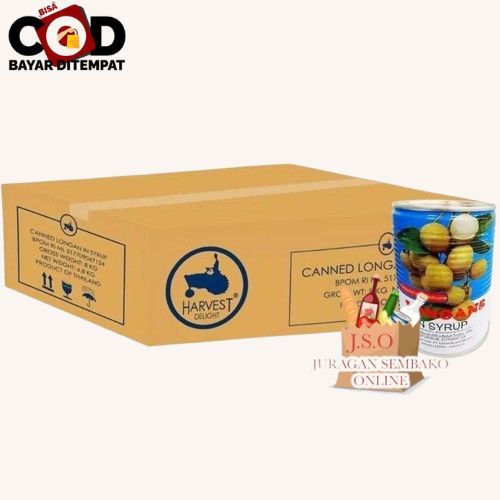 

[ JSO ] Harvest delight longan in syrup 565gr 1 CARTON 12pcs / Longan Kaleng