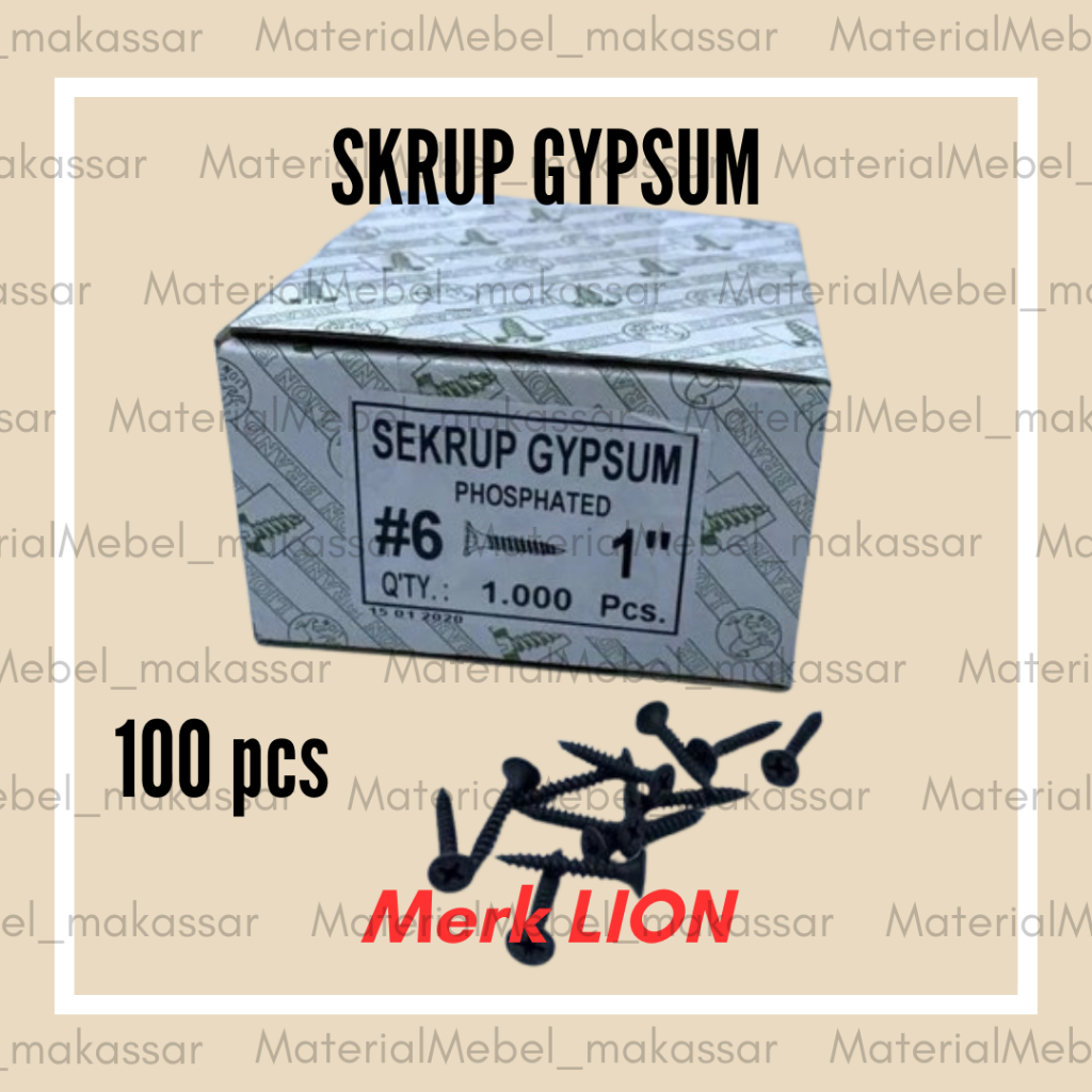 *100pcs* Skrup Gypsum / Skrup Plafon PVC / Skrup Hitam / Skrup Kayu MOON LION