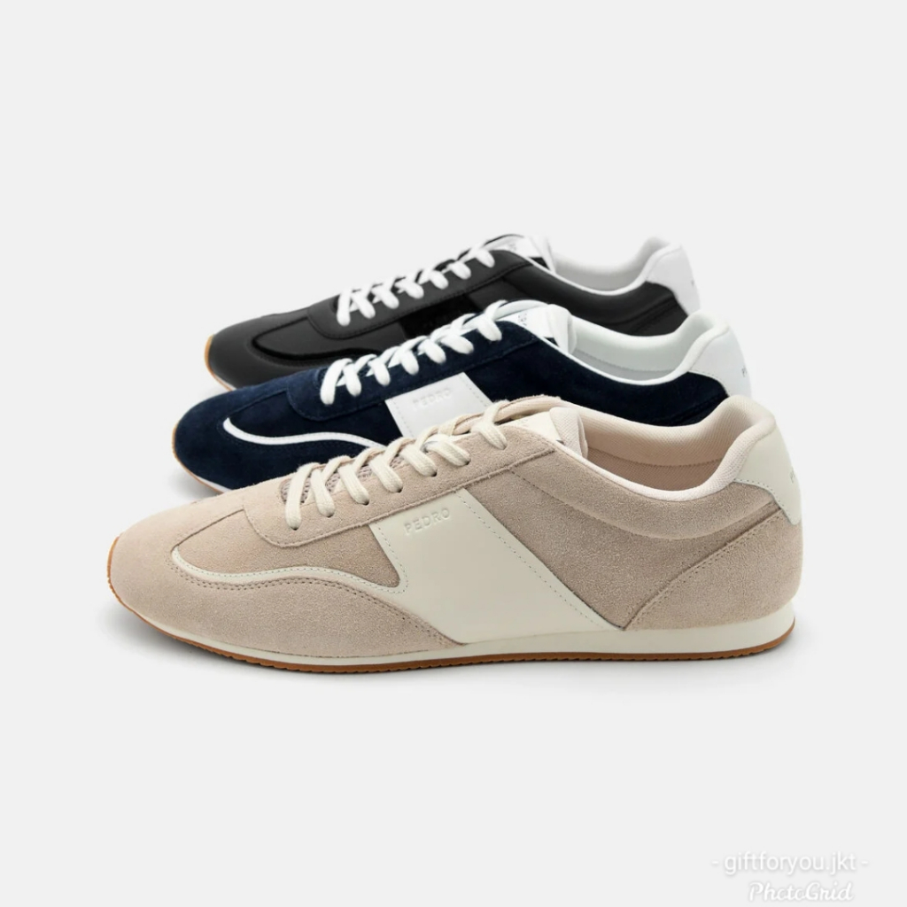 Pedro Sneakers Suede Lewis Taupe Navy Black Sepatu Pria Shoes Fashion Man Cowok Laki-Laki Branded Pr