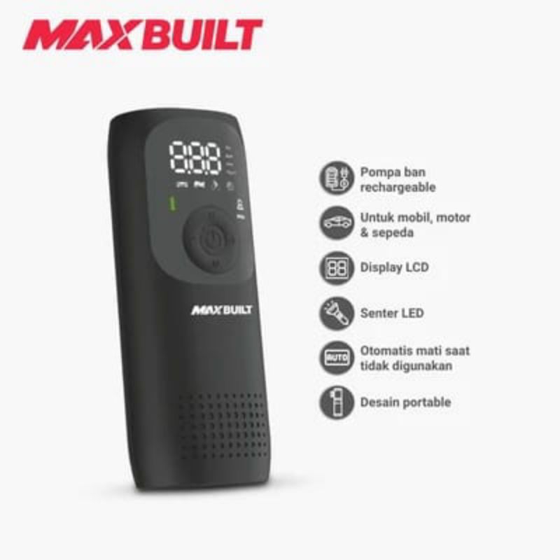 Maxbuilt Pompa Ban Portable Rechargeable 1-150 Psi
