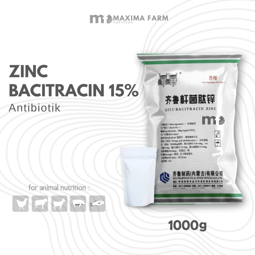 QILU BACITRACIN ZINC 15% AGP AYAM BROILER - ZINC BAC 15% - AGP QILU - PEMACU PERTUMBUHAN AYAM PEDAGI