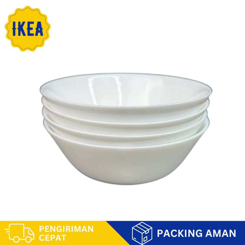 OFTAST Piring Mangkok Makan Keramik - Piring Makan Keramik Kaca Putih Polos - Mangkok Makanan