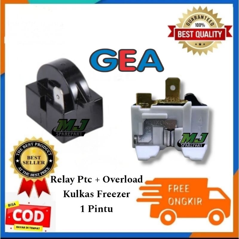 [ 1 Set ] Relay Ptc + Overload Kulkas Freezer Box Gea