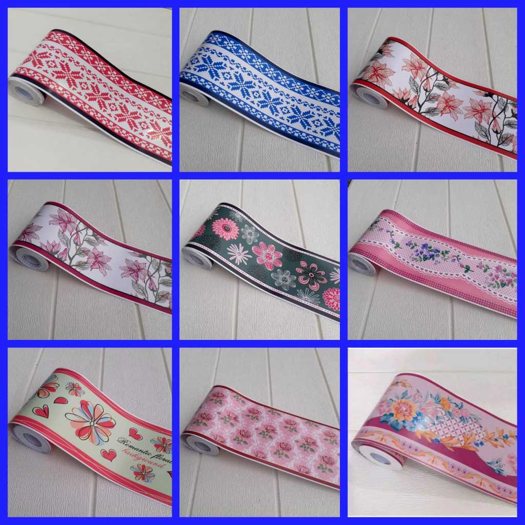 List Border Stiker 10 meter Wall Border List Border Motif Bunga List Wallpaper Dinding