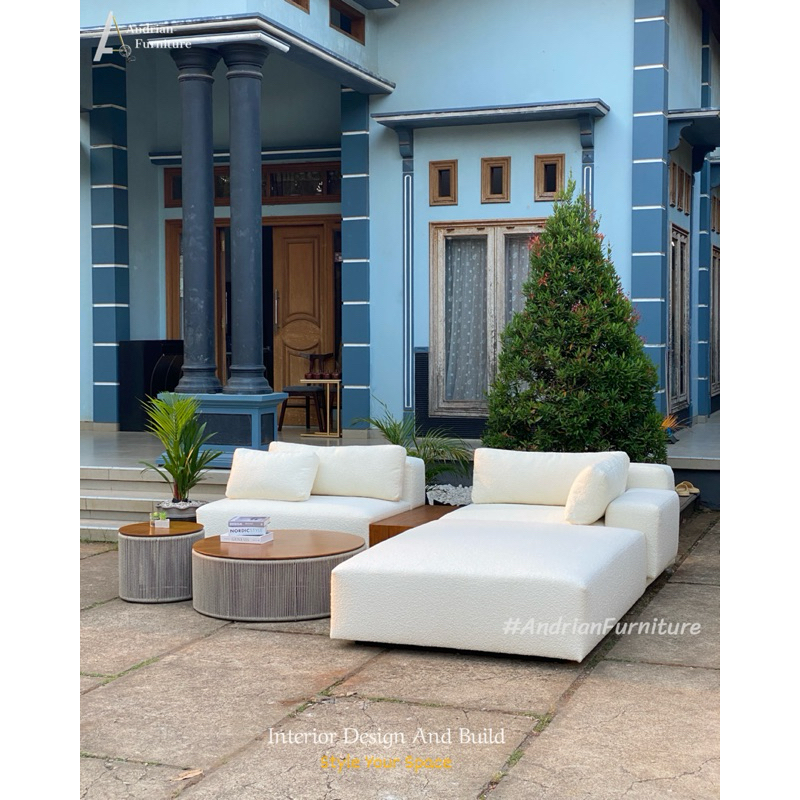 Sofa Sudut L Shape Ruang Tamu / Keluarga Minimalis Modern Luxury Premium